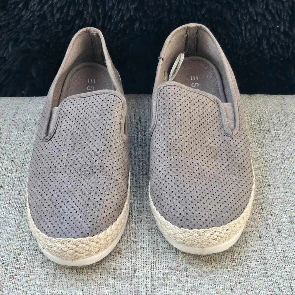 Esprit Women Shoes Espadrille Loafer Slip On Flat Gray Shoes Size 8.5M